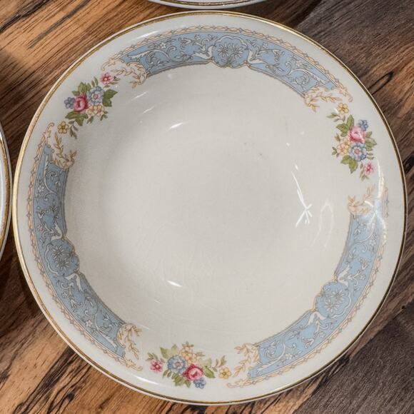 1930s Edwin Knowles-Blue Dawn Collection, Semi-Vitreous-Soup Bowls-5.5”-Set of 4 - Picture 4 of 10